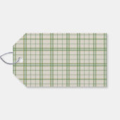 Klassiek Ivoor & Groen Schotsgeruit Kerstmis Cadeaulabel (Achterkant Horizontaal)