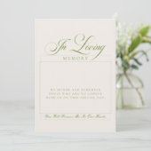 Klassiek ivoor groen script In liefdevolle herinne Kaart (Staand voorkant)