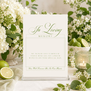 Klassiek ivoor groen script In liefdevolle herinne Kaart