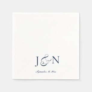 Klassiek Ivoor Navy Blauwe Schrift Calligrafie Tro Servet