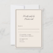 Klassiek Ivoor Script Elegant Bruiloft Maaltijd Ke RSVP Kaartje (Voorkant)