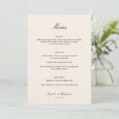 Klassiek Ivoor Script Elegante Trouw Aangepast Menu (Staand voorkant)