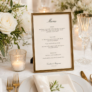 Klassiek Ivoor Script Elegante Trouw Aangepast Menu