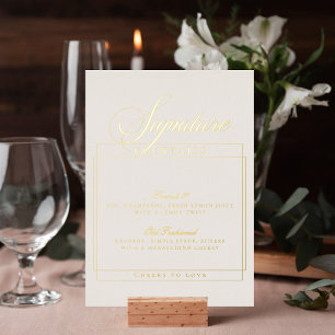 Klassiek Ivoor Signature Trouwcocktailbord Folie Uitnodiging