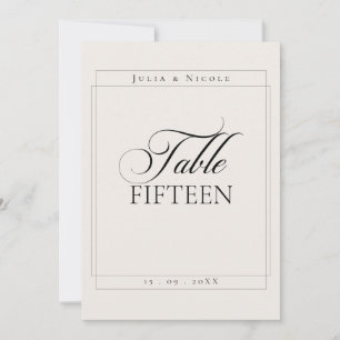 Klassiek Ivoor Zwart Calligrafie Bruiloft Tafelnum Kaart