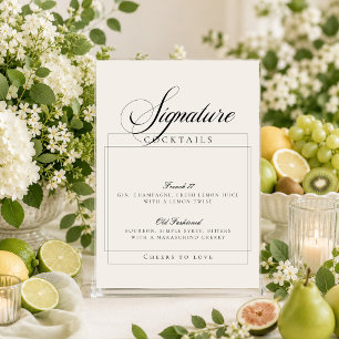Klassiek Ivoor Zwart Signature Cocktails Bord Kaart