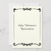 Klassiek Ivoor Zwart Tiara Quinceanera Kaart (Achterkant)