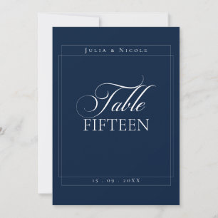 Klassiek Ivoorkleurig Navy Blauwe Calligrafie Tafe Kaart