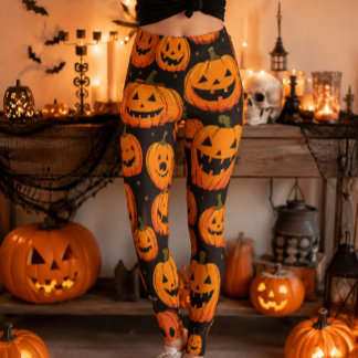 Klassiek Jack-O'-Lantern Halloween Pompoen Patroon Leggings