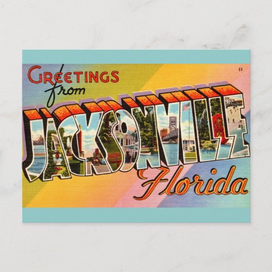 Klassiek Jacksonville Florida Briefkaart (Voorkant)