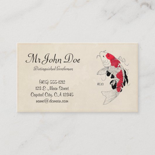 Klassiek japanesroodkoivistattoo visitekaartje (Voorkant)