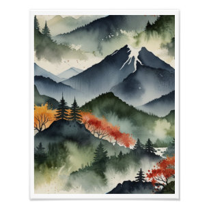Klassiek Japans Berglandschap Foto Afdruk