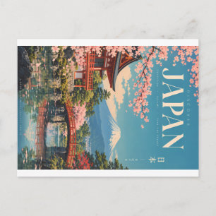 Klassiek Japans landschap met kersenbloesems Feestdagenkaart