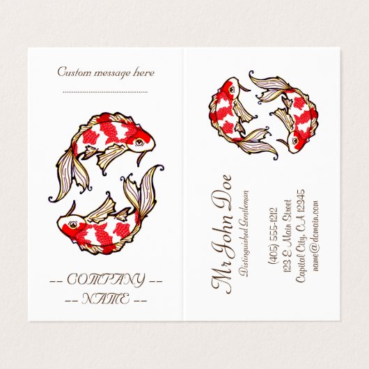 Klassiek japans tattoo van karpers visitekaartje (Buitenkant ongevouwen)