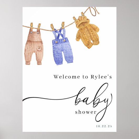 Klassiek jongens babyshower welkomstbord poster (Voorkant)