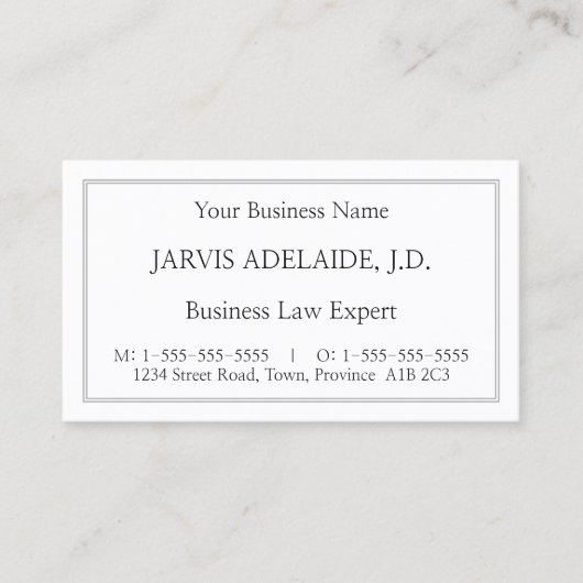 Klassiek, juridisch professioneel Visitekaartje (Voorkant)