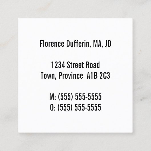 Klassiek, juridisch professioneel Visitekaartje (Achterkant)