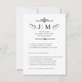 Klassiek kalligrafie monogram trouw-RSVD RSVP Kaartje