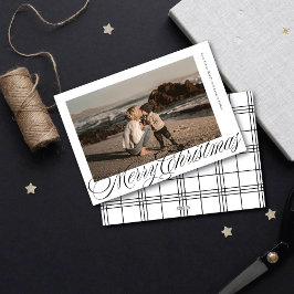 Klassiek kalligrafie schrift Merry Christmas foto Feestdagenkaart