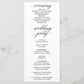 Klassiek kalligrafie script bruiloft programma programmakaart (Achterkant)