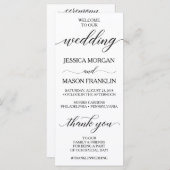 Klassiek kalligrafie script bruiloft programma programmakaart (Voorkant / Achterkant)