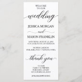 Klassiek kalligrafie script bruiloft programma programmakaart (Voorkant)