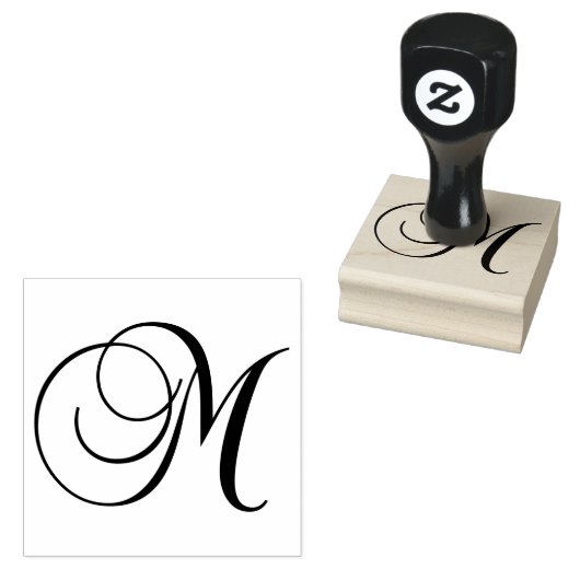 Klassiek kalligrafie script letter M monogram Rubberstempel (Gestempeld)