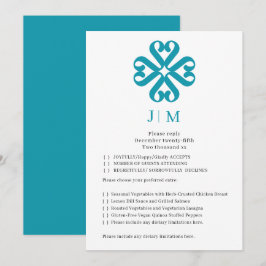 Klassiek kalligrafisch monogram trouw-RSVP Kaart