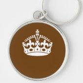 Klassiek kalm kroon houden op chocolade bruin sleutelhanger (Voorkant)