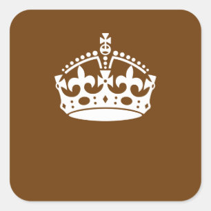 Klassiek kalm kroon houden op chocolade bruin vierkante sticker