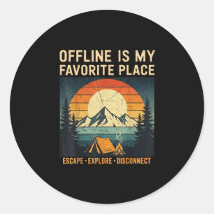 Klassiek kamperen camper berg ontsnappen wandelen ronde sticker