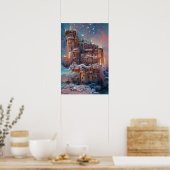 Klassiek kasteel, wintermedieval kasteel, feiel P Poster (Keuken)