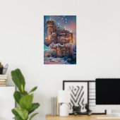Klassiek kasteel, wintermedieval kasteel, feiel P Poster (Thuiskantoor)