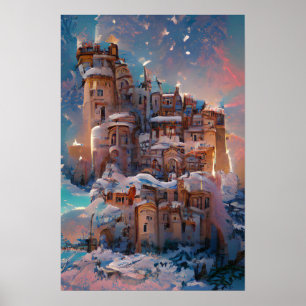 Klassiek kasteel, wintermedieval kasteel, feiel P Poster
