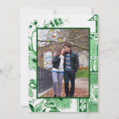 Klassiek Kelly Groen Witte Chinoiserie Bloem Save The Date (Achterkant)