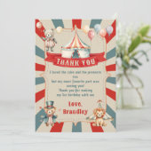 Klassiek Kermis Circus & Dieren Verjaardag Bedankkaart (Staand voorkant)