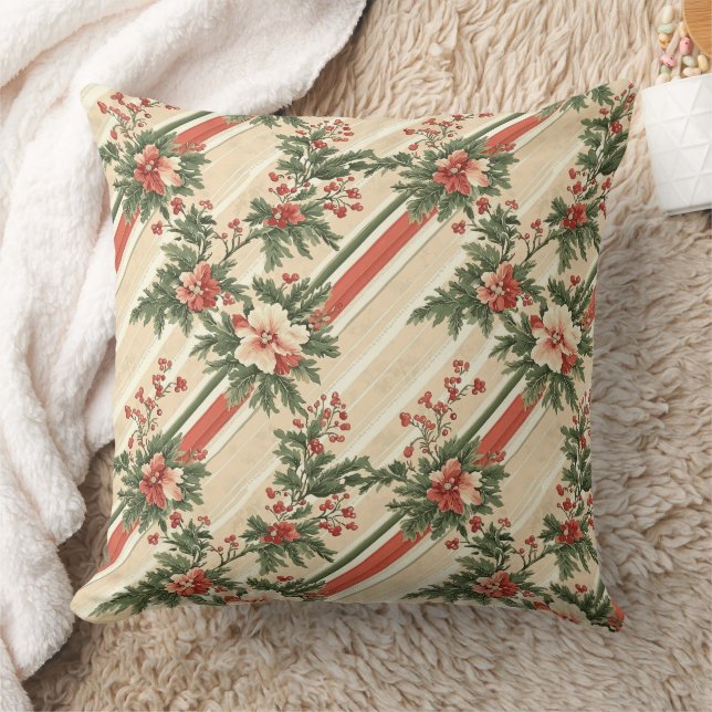 Klassiek Kerst Bloem Streep (9) Kussen (Deken)
