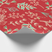 Klassiek Kerst Bloemen Patroon Inpakpapier (Hoek)