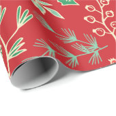 Klassiek Kerst Bloemen Patroon Inpakpapier (Rol Hoek)