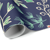 Klassiek Kerst Bloemen Patroon Inpakpapier (Rol Hoek)