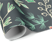 Klassiek Kerst Bloemen Patroon Inpakpapier (Rol Hoek)