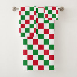Klassiek kerst dambordpatroon bad handdoek