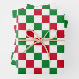 Klassiek kerst dambordpatroon inpakpapier vel