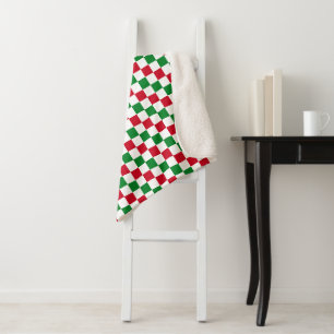 Klassiek kerst dambordpatroon sherpa deken