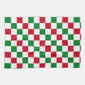 Klassiek kerst dambordpatroon theedoek (Horizontaal)