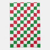 Klassiek kerst dambordpatroon theedoek (Verticaal)