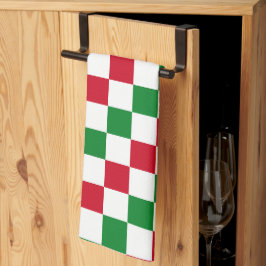 Klassiek kerst dambordpatroon theedoek