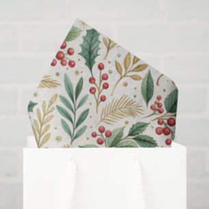 Klassiek Kerst & Fel Rood Groen en Goud Wintergroe Tissuepapier