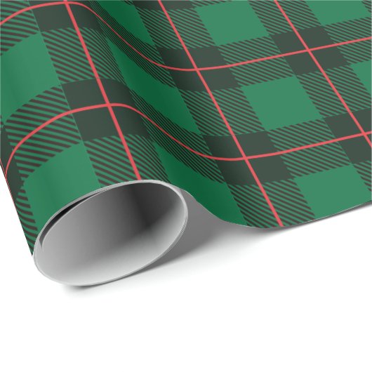 Klassiek Kerst Groen Rood Plaid Tartan Patroon Cadeaupapier (Rol Hoek)