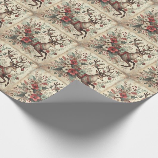 Klassiek Kerst Herten Inpakpapier (Hoek)